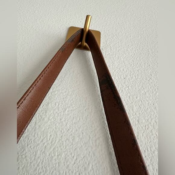 Vintage 90s Liz Claiborne Saddle Bag Crossbody Beige & Brown Equestrian - Picture 3 of 8